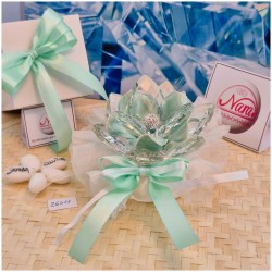 Bomboniera Matrimonio Debora Carlucci Fiore Medio in Cristallo e Porcellana Tiffani con punto luce