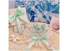 Bomboniera Matrimonio Debora Carlucci Fiore Medio in Cristallo e Porcellana Tiffani con punto luce