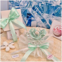 Bomboniera Matrimonio Debora Carlucci Fiore Medio in Cristallo e Porcellana Tiffani con punto luce