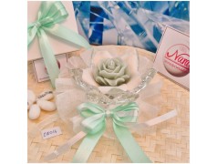 Bomboniera Matrimonio Debora Carlucci Fiore Medio in Cristallo e Porcellana Bianca con Fiore Candelina