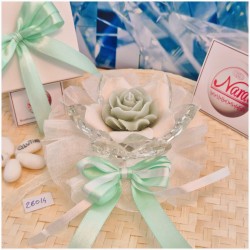 Bomboniera Matrimonio Debora Carlucci Fiore Medio in Cristallo e Porcellana Bianca con Fiore Candelina