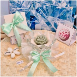 Bomboniera Matrimonio Debora Carlucci Fiore Medio in Cristallo e Porcellana Bianca con Fiore Candelina