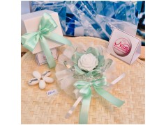 Bomboniera Matrimonio Debora Carlucci Fiore Medio in Cristallo e Porcellana Tiffany con Fiore Candelina