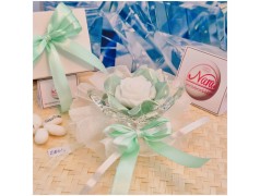 Bomboniera Matrimonio Debora Carlucci Fiore Medio in Cristallo e Porcellana Tiffany con Fiore Candelina