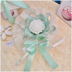 Bomboniera Matrimonio Debora Carlucci Fiore Medio in Cristallo e Porcellana Tiffany con Fiore Candelina