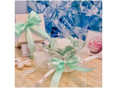 Bomboniera Matrimonio Debora Carlucci Fiore Medio in Cristallo e Porcellana Tiffany con Fiore Candelina