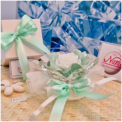 Bomboniera Matrimonio Debora Carlucci Fiore Medio in Cristallo e Porcellana Tiffany con Fiore Candelina