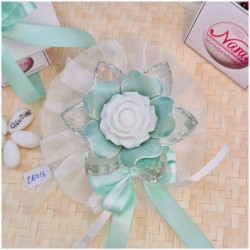 Bomboniera Matrimonio Debora Carlucci Fiore Medio in Cristallo e Porcellana Tiffany con Fiore Candelina