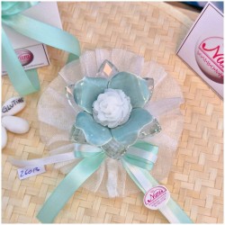 Bomboniera Matrimonio Debora Carlucci Fiore Piccolo in Cristallo e Porcellana Tiffany con Fiore Candelina