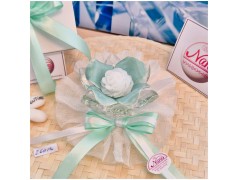 Bomboniera Matrimonio Debora Carlucci Fiore Piccolo in Cristallo e Porcellana Tiffany con Fiore Candelina