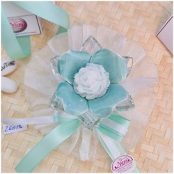 Bomboniera Matrimonio Debora Carlucci Fiore Piccolo in Cristallo e Porcellana Tiffany con Fiore Candelina