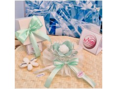 Bomboniera Matrimonio Debora Carlucci Fiore Piccolo in Cristallo e Porcellana Tiffany con Fiore Candelina