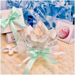 Bomboniera Matrimonio Debora Carlucci Fiore Grande in Cristallo e Porcellana Bianca con punto luce