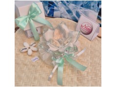 Bomboniera Matrimonio Debora Carlucci Fiore Grande in Cristallo e Porcellana Bianca con punto luce