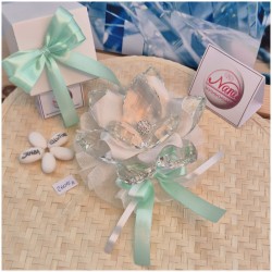 Bomboniera Matrimonio Debora Carlucci Fiore Grande in Cristallo e Porcellana Bianca con punto luce