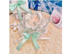 Bomboniera Matrimonio Debora Carlucci Fiore Grande in Cristallo e Porcellana Bianca con punto luce