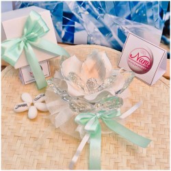 Bomboniera Matrimonio Debora Carlucci Fiore Grande in Cristallo e Porcellana Bianca con punto luce