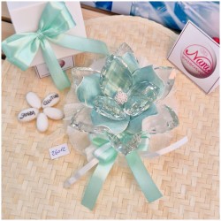 Bomboniera Matrimonio Debora Carlucci Fiore Grande in Cristallo e Porcellana Tiffany con punto luce