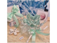 Bomboniera Matrimonio Debora Carlucci Fiore Grande in Cristallo e Porcellana Tiffany con punto luce