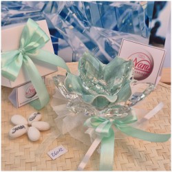 Bomboniera Matrimonio Debora Carlucci Fiore Grande in Cristallo e Porcellana Tiffany con punto luce