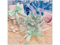 Bomboniera Matrimonio Debora Carlucci Fiore Grande in Cristallo e Porcellana Tiffany con punto luce