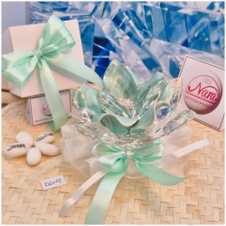 Bomboniera Matrimonio Debora Carlucci Fiore Grande in Cristallo e Porcellana Tiffany con punto luce