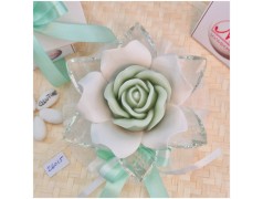 Bomboniera Matrimonio Debora Carlucci Fiore Grande in Cristallo e Porcellana Bianca con Fiore Candelina