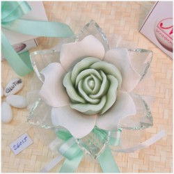 Bomboniera Matrimonio Debora Carlucci Fiore Grande in Cristallo e Porcellana Bianca con Fiore Candelina