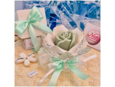 Bomboniera Matrimonio Debora Carlucci Fiore Grande in Cristallo e Porcellana Bianca con Fiore Candelina