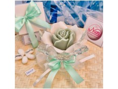 Bomboniera Matrimonio Debora Carlucci Fiore Grande in Cristallo e Porcellana Bianca con Fiore Candelina