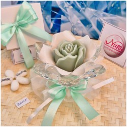 Bomboniera Matrimonio Debora Carlucci Fiore Grande in Cristallo e Porcellana Bianca con Fiore Candelina