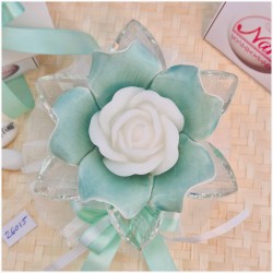 Bomboniera Matrimonio Debora Carlucci Fiore Grande in Cristallo e Porcellana Tiffany con Fiore Candelina