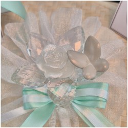 Bomboniera Debora Carlucci Fiore in Cristallo e Porcellana con Farfalla