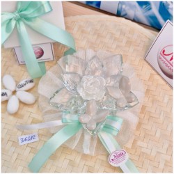 Bomboniera Debora Carlucci Fiore medio in Cristallo e Porcellana con Farfalle