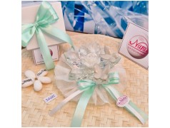 Bomboniera Debora Carlucci Fiore medio in Cristallo e Porcellana con Farfalle