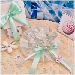 Bomboniera Debora Carlucci Fiore medio in Cristallo e Porcellana con Farfalle