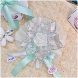 Bomboniera Debora Carlucci Fiore medio in Cristallo e Porcellana con Farfalle