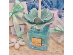 Bomboniera Matrimonio Debora Carlucci Profumatore Fiore in Ceramica Tiffany con Essenza