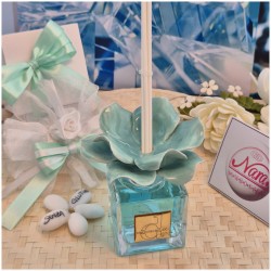 Bomboniera Matrimonio Debora Carlucci Profumatore Fiore in Ceramica Tiffany con Essenza