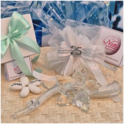 Bomboniera Nozze argento Debora Carlucci Fiore in Cristallo su Stelo Glitterato