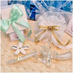 Bomboniera Nozze oro Debora Carlucci Fiore in Cristallo su Stelo Glitterato