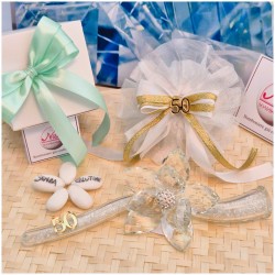 Bomboniera Nozze oro Debora Carlucci Fiore in Cristallo su Stelo Glitterato