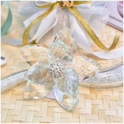 Bomboniera Nozze oro Debora Carlucci Fiore in Cristallo su Stelo Glitterato