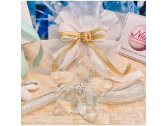 Bomboniera Nozze oro Debora Carlucci Fiore in Cristallo su Stelo Glitterato