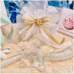 Bomboniera Nozze oro Debora Carlucci Fiore in Cristallo su Stelo Glitterato