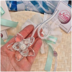 Bomboniera 18 Compleanno Debora Carlucci Fiore in Cristallo su Stelo Curvo Polvere di Stelle