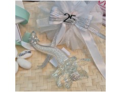 Bomboniera Nozze d'Argento Debora Carlucci Fiore su Stelo Polvere di Stelle con Numero 25