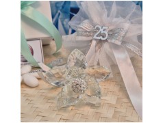 Bomboniera Nozze d'Argento Debora Carlucci Fiore su Stelo Polvere di Stelle con Numero 25