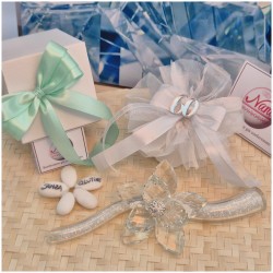 Bomboniera Nozze diamante Debora Carlucci Fiore su Stelo Polvere di Stelle con Numero 60