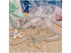 Bomboniera Nozze diamante Debora Carlucci Fiore su Stelo Polvere di Stelle con Numero 60